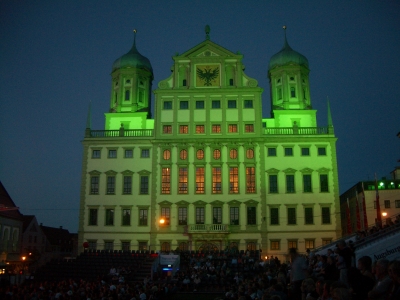 Lichtknstlerische Stadtillumination Illumination Rathaus Augsburg 2011 - Lichtkunst by Wolfgang F. Lightmaster