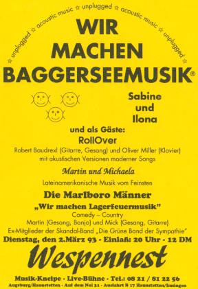 Wir machen Baggerseemusik - Das Forum fr akustische Musik - unplugged in Augsburg und Umgebung 1990 bis 1994